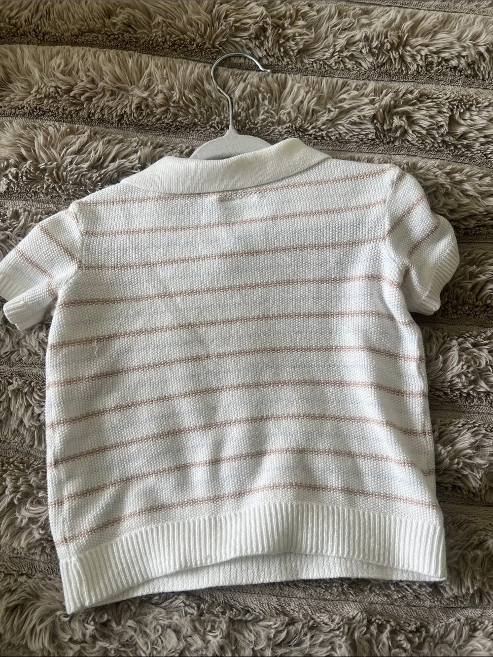 Polo Sweater Top with Stripes and Knit Pants - Picture 3 of 5